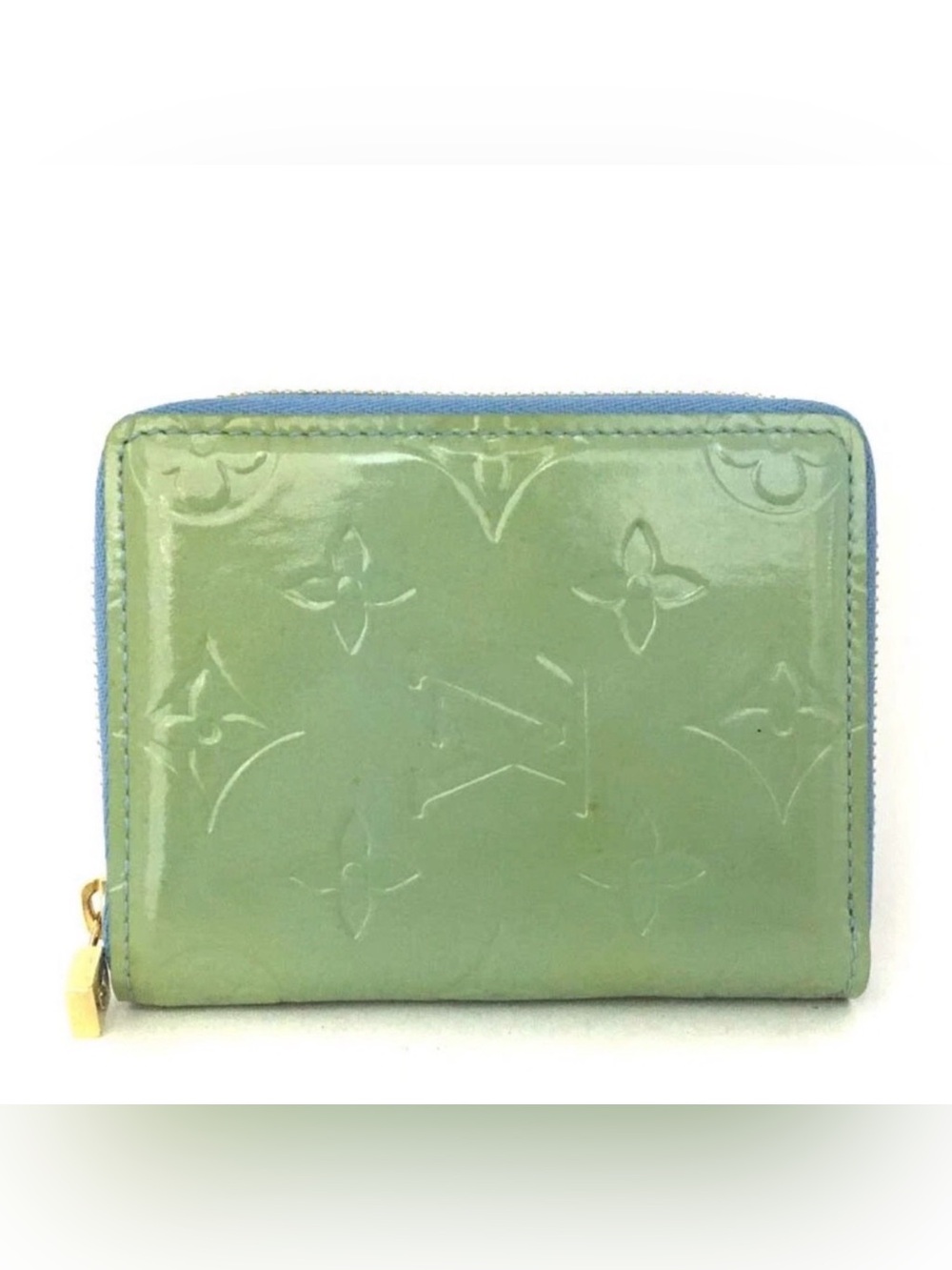 48- Louis Vuitton Vernis Mint Green with Light Blue Accent Wallet EUC